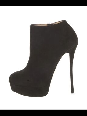 ❤️ RED BOTTOM ❤️ L Black Suede Platform Stiletto Ankle Boot